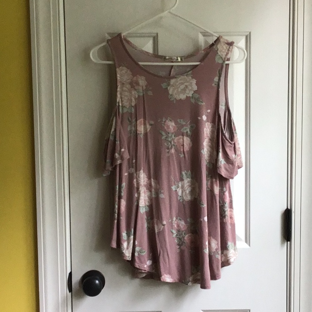 Mauve cold shoulder blouse